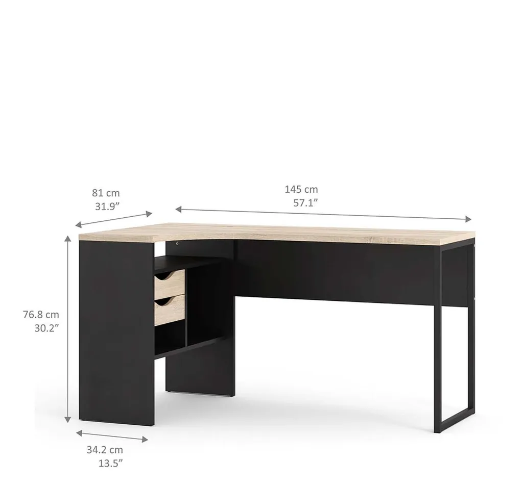 Bureau gain de place noir et chêne - Solution bureau petit espace - 12