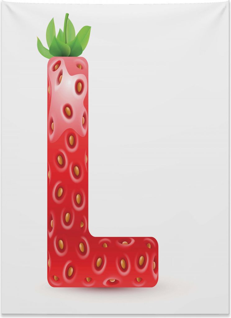 Abakuhaus Buchstabe L Wandteppich, Reifer Erdbeerbrief aus Weiches Mikrofaser Stoff Kein Verblassen Klare Farben Waschbar, 110 x 150 cm, Zinnoberro...