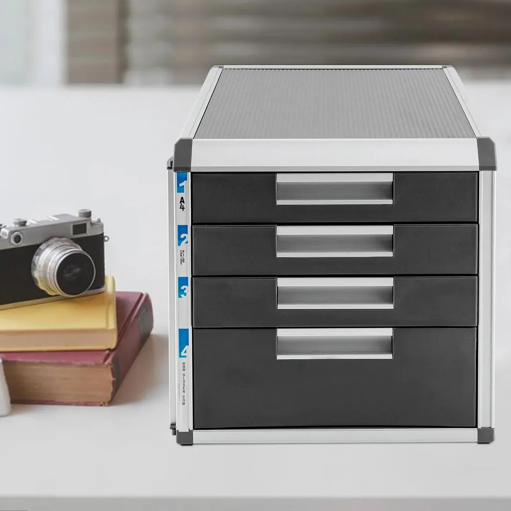 Caisson de bureau argent avec tiroirs 5 et 10 cm - Aluminium résistant - 2