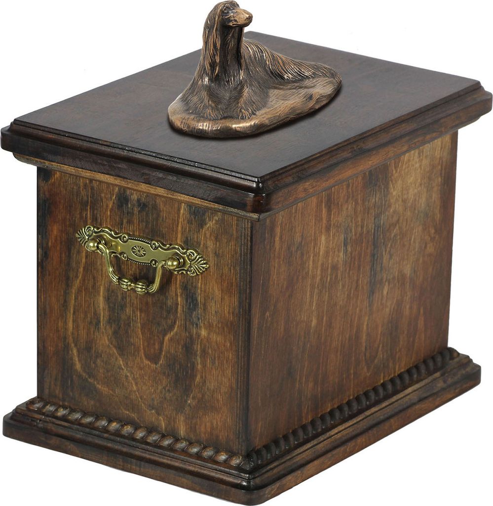 Braunes Pferd eine Urne für die Asche des Hundes, eine Urne mit einer Statue, eine elegante Urne im klassischen Stil der Marke Art-Dog