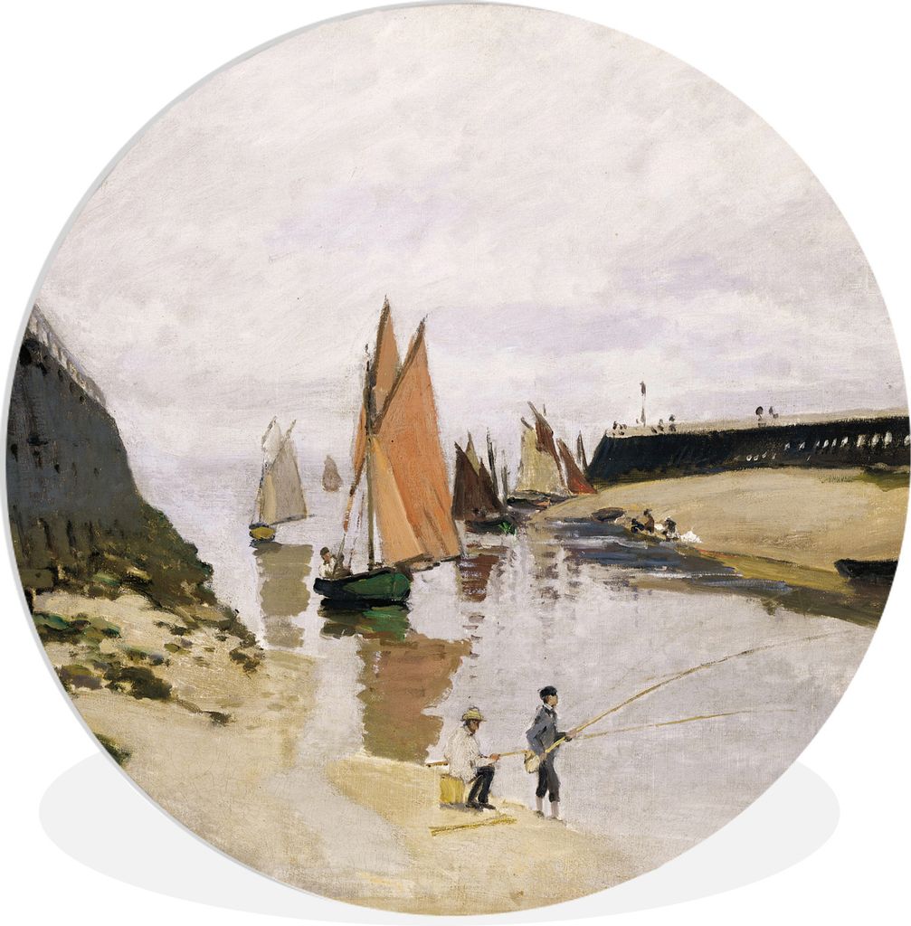 MuchoWow Rundes Wandbild - Runde Bilder Einfahrt in den Hafen von Trouville - Claude Monet Ø 90 cm Kreis Wanddekoration Kunststoff - Wandkreis -...