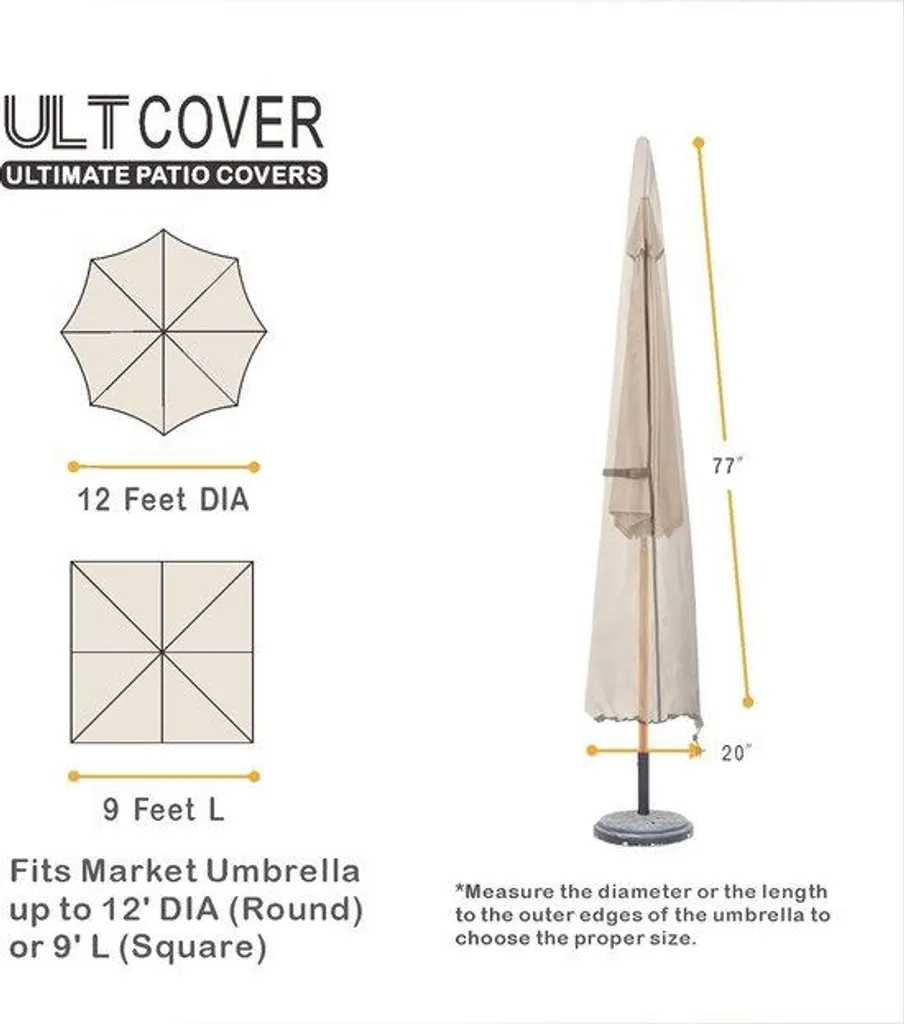 Housse d'hivernage parasol de jardin 3,65m résistante vent et intempérie