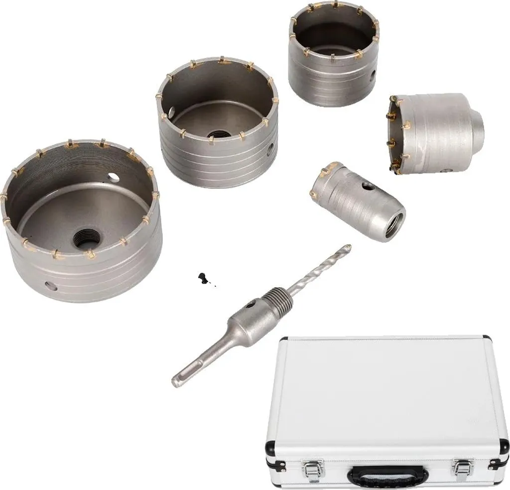 Kit trépans perforateurs béton 5 tailles 40 à 120mm pour maçonnerie