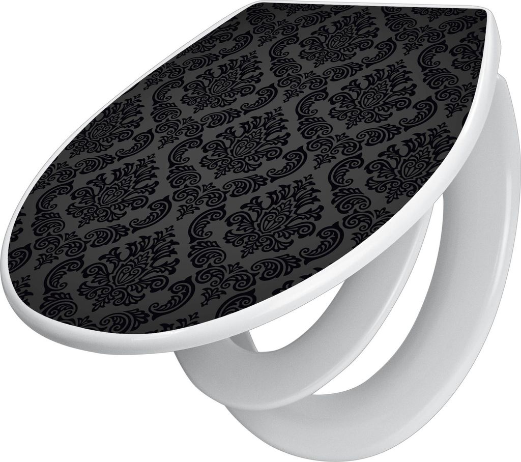 banjado Familien WC Sitz mit Absenkautomatik 37x44,5x5cm -Black Deluxe - Klodeckel/Klobrille mit kindersitz aus hochwertigem Polypropylen - univers...