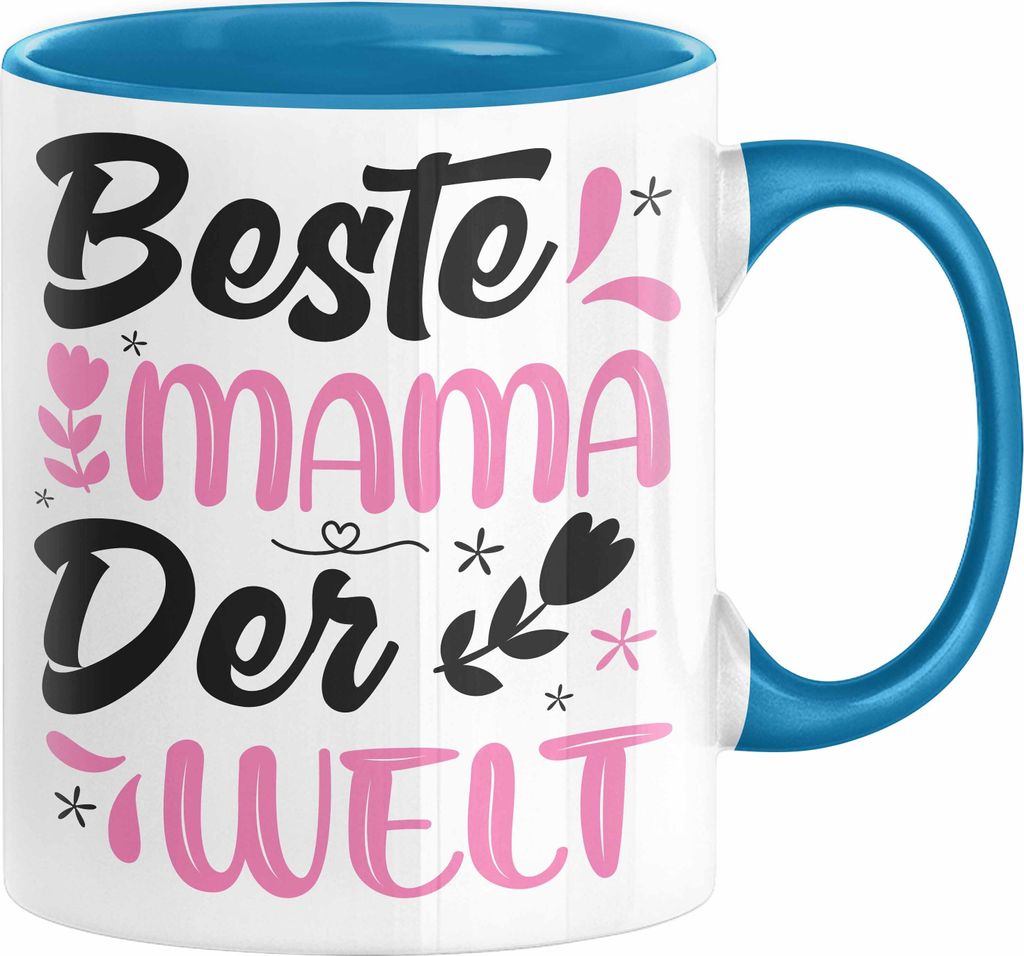 Mama Geschenk Tasse Beste Mama Der Welt Geschenkidee Muttertagsgeschenk von Sohn Tochter (Blau)