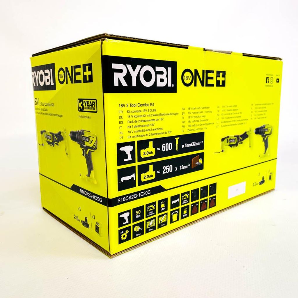 Zestaw narzędzi akumulatorowych Ryobi R18CK2G-1C20G, 18 V Zdjęcie produktu 