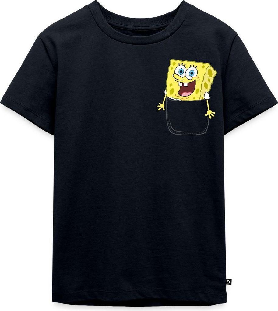 Spreadshirt SpongeBob Schwammkopf Ich Bin Bereit Brustmotiv Kinder Premium T-Shirt, 122/128 (6 Jahre), Navy
