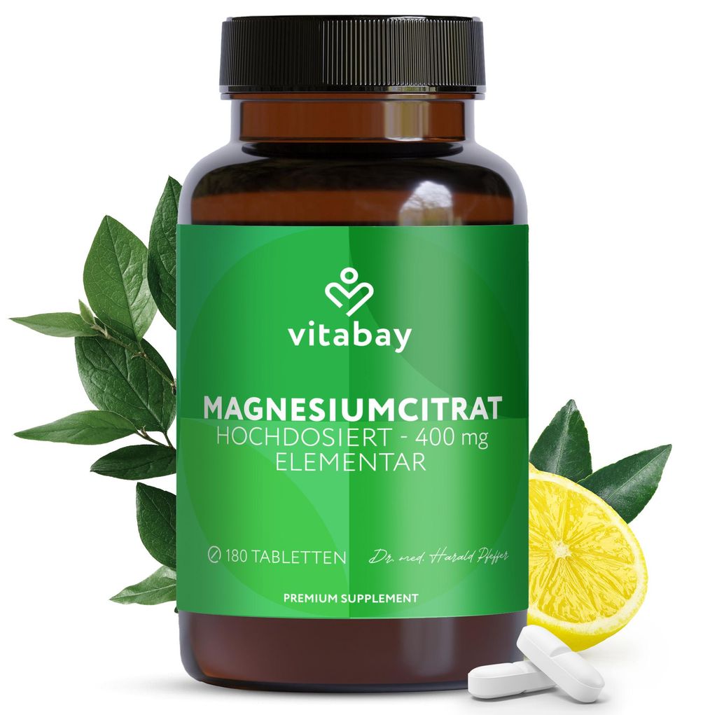 Vitabay Magnesiumcitrat hochdosiert – 180 vegane Tabletten Produktbild 