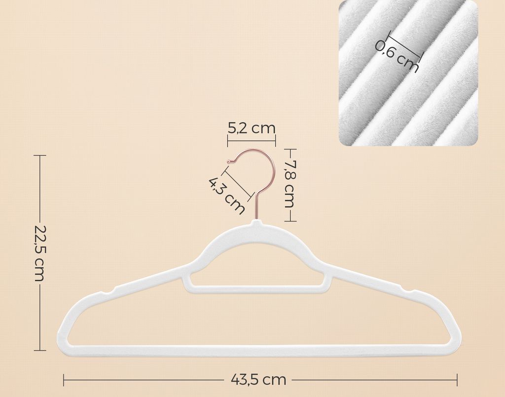 SONGMICS Kleiderbügel, Samt, 50 Stück, platzsparend, Produktbild 7