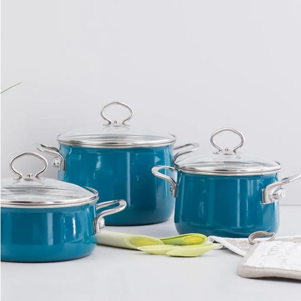 Pentola Carne Riess Nouvelle 16cm Smalto Acquamarina Induzione 2L - 8
