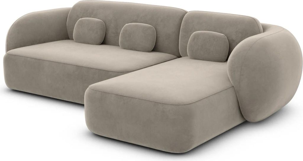 Samtstoff L-Form Sofa Mira Taupe Rechts