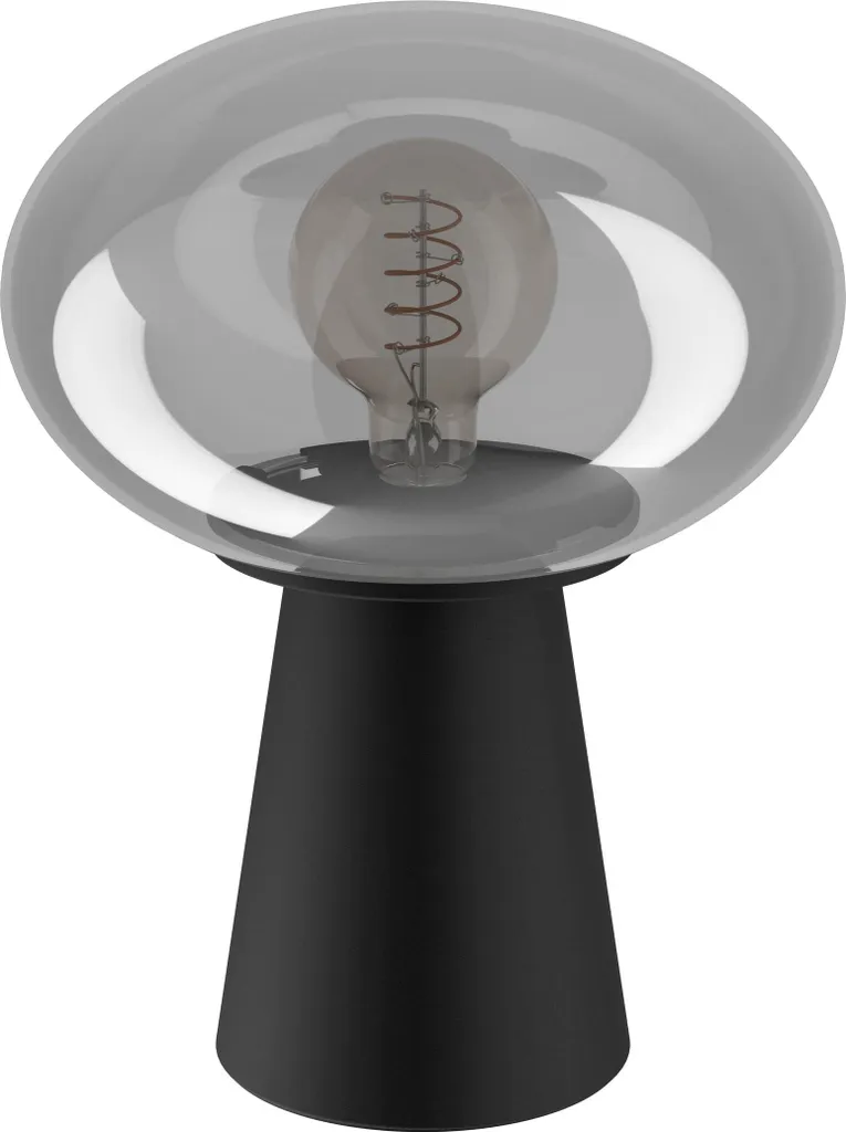 Lampe à poser design en verre fumé et métal noir MADONNINA E27 Ø25cm