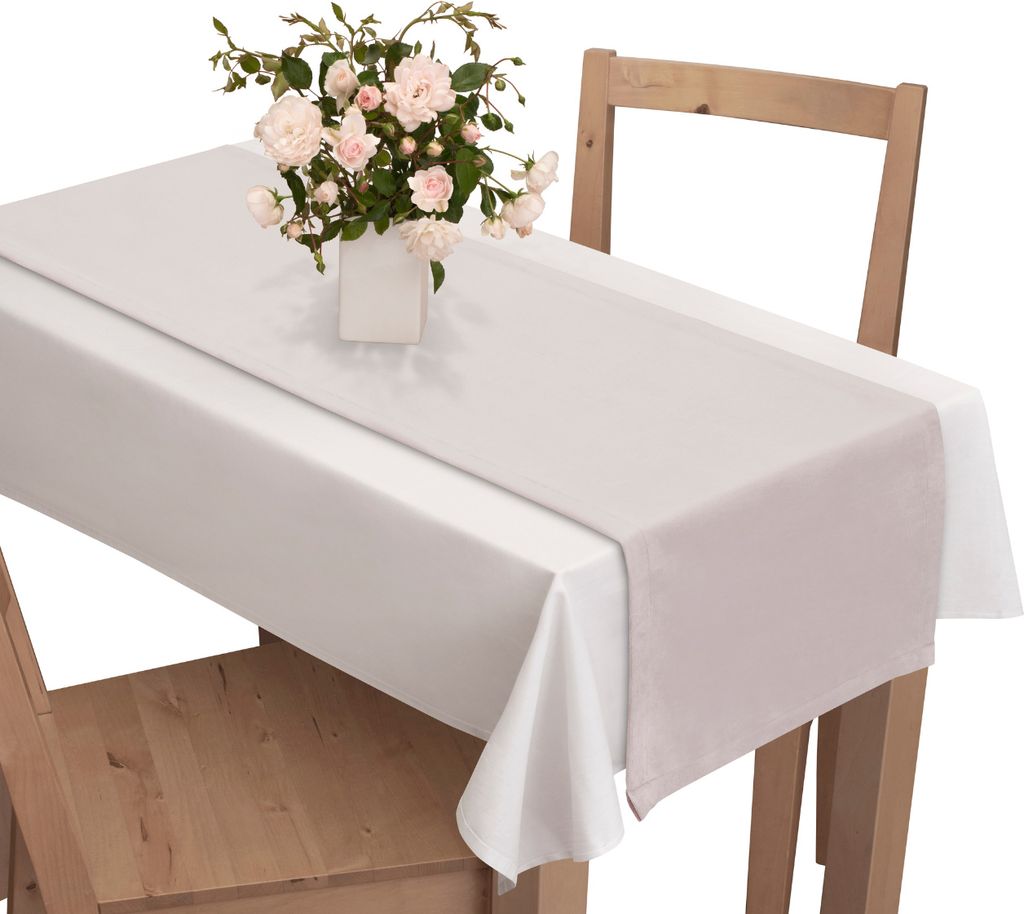 Tischläufer aus Velours 40 x 130 cm Creme Cremefarben