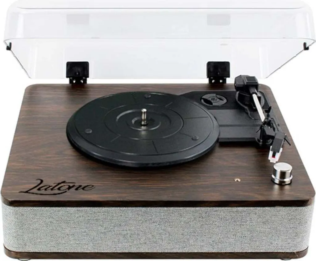 Platine Vinyle Portable 3 Vitesses Latone Melody Cover Finition Walnut