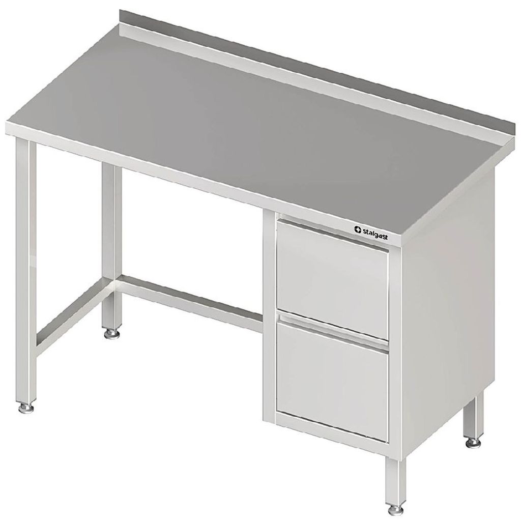 Arbeitstisch ohne Grundboden, 1000x700x850 mm, mit 2er Schubladenblock links, ohne Aufkantung, verschweißt