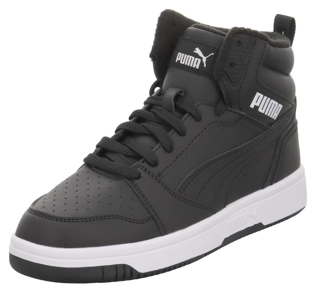PUMA Uni Kinder Rebound V6 Mid Wtr Jr Sneaker, Black White, Produktbild 