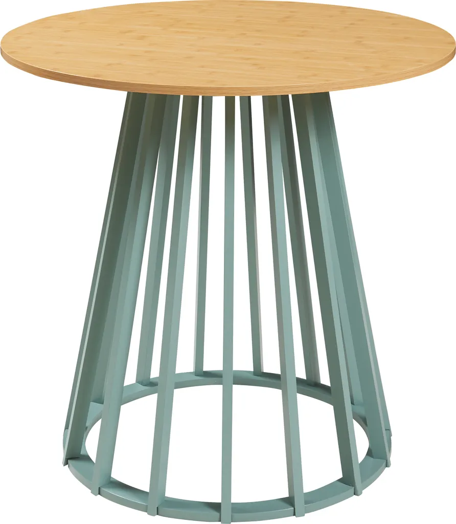 Table à manger stable Lensuu ronde 80 cm gain de place bois et vert