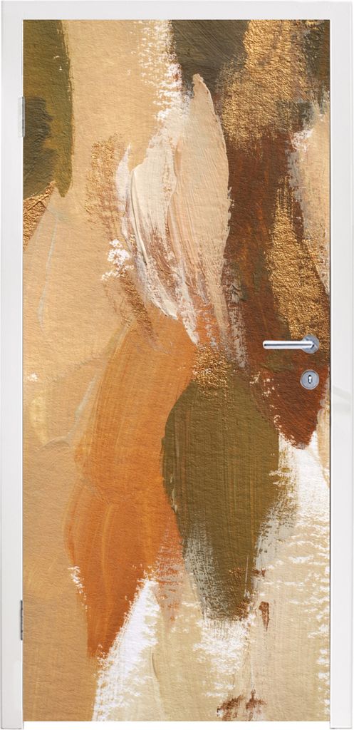 MuchoWow Türtapete Selbstklebende Türfolie Farbe - Orange - Grün 80x215 cm Türposter Türaufkleber Klebefolie Türklebefolie - Selbstklebende...