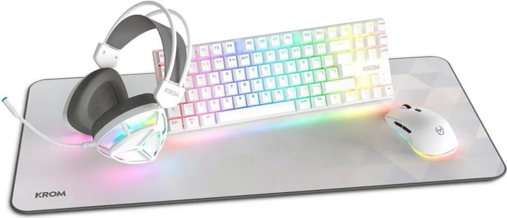 Clavier Gamer Mécanique Krom Klass pour Setup Blanc Gaming LED QWERTY
