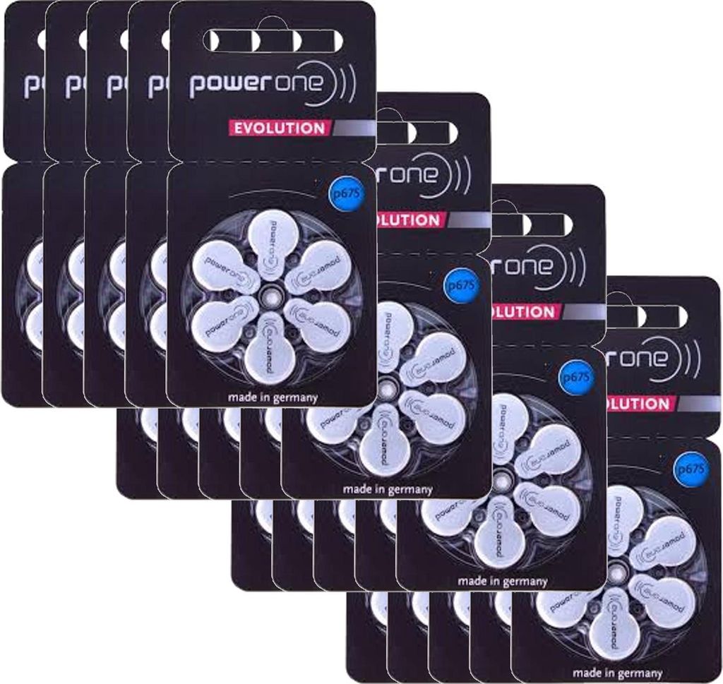 Varta 20x Power One EVOLUTION Gr. 675 Hörgerätebatterien 1,45V 6er Blister PR44 Blau p675