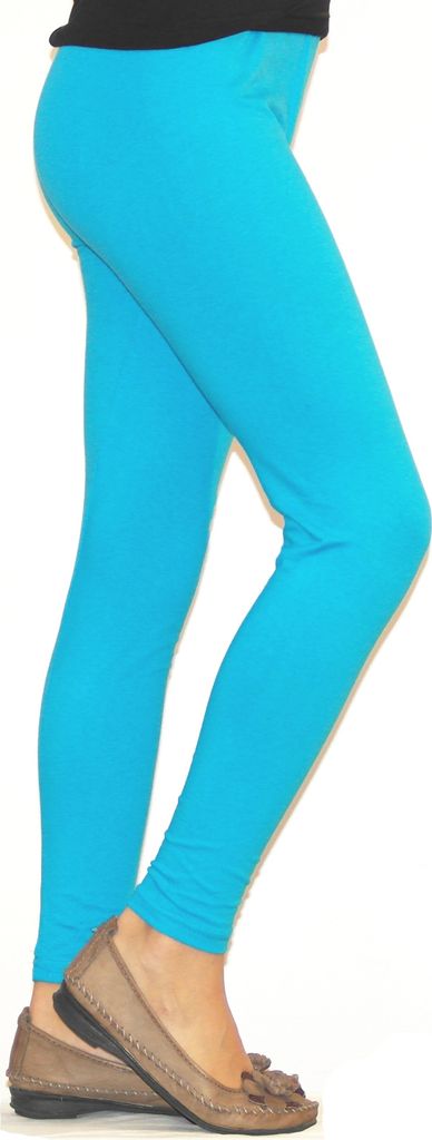 Kinder Mädchen Leggings lang blickdicht aus Baumwolle Hose Türkis 116