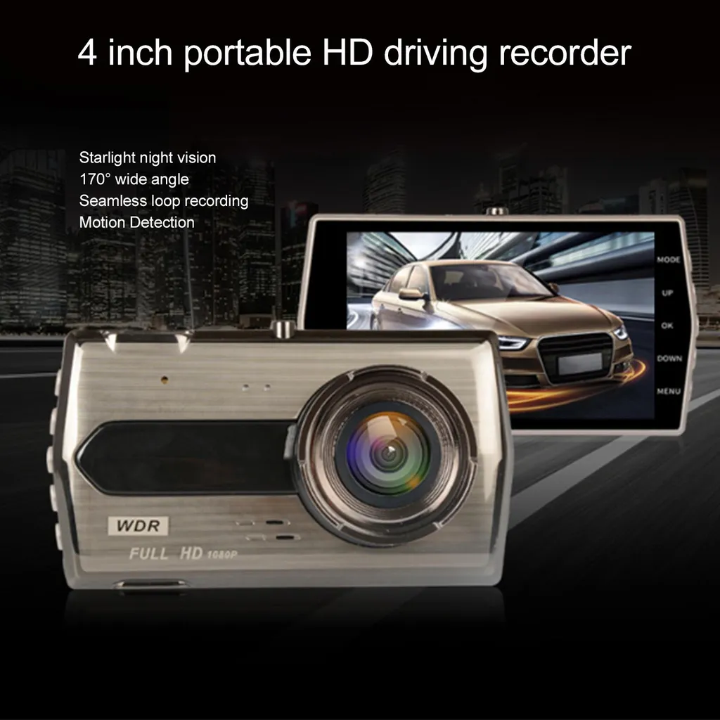 Enregistreur vidéo DVR de voiture Écran IPS 4 pouces 1080P Grand angle