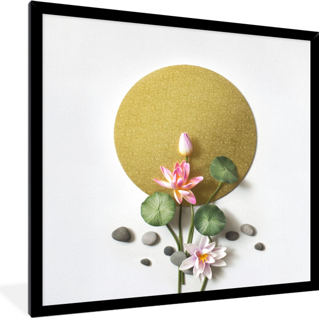 MuchoWow MuchoWow Gerahmtes Poster Flachlegung eines asiatischen Teerituals 40x40 cm - Poster mit zchwarzem Bilderrahmen - Mit Rahmen - Wanddek...