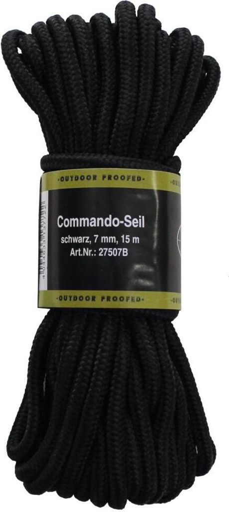 MFH Seil | schwarz | 7 mm | 15 Meter | Leine | Schnur