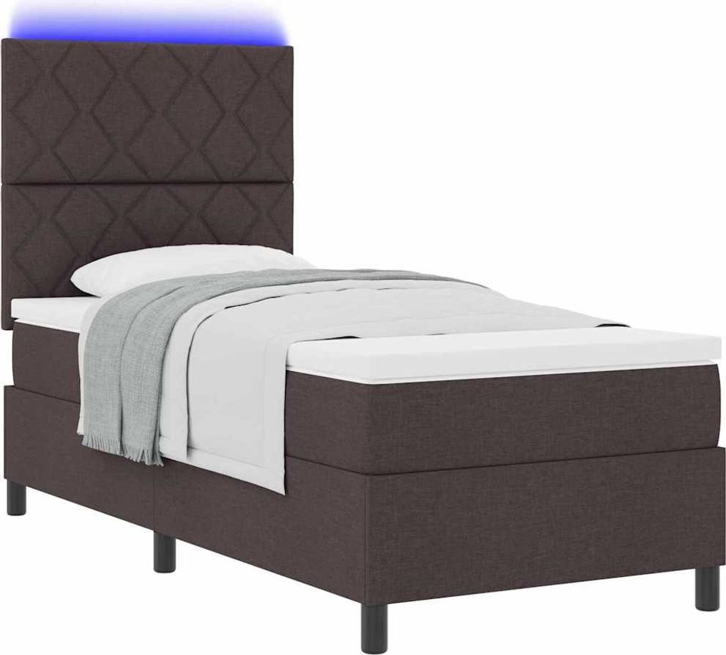 Boxspringbett mit Matratze Dunkelbraun 100 x 200 cm Stoff