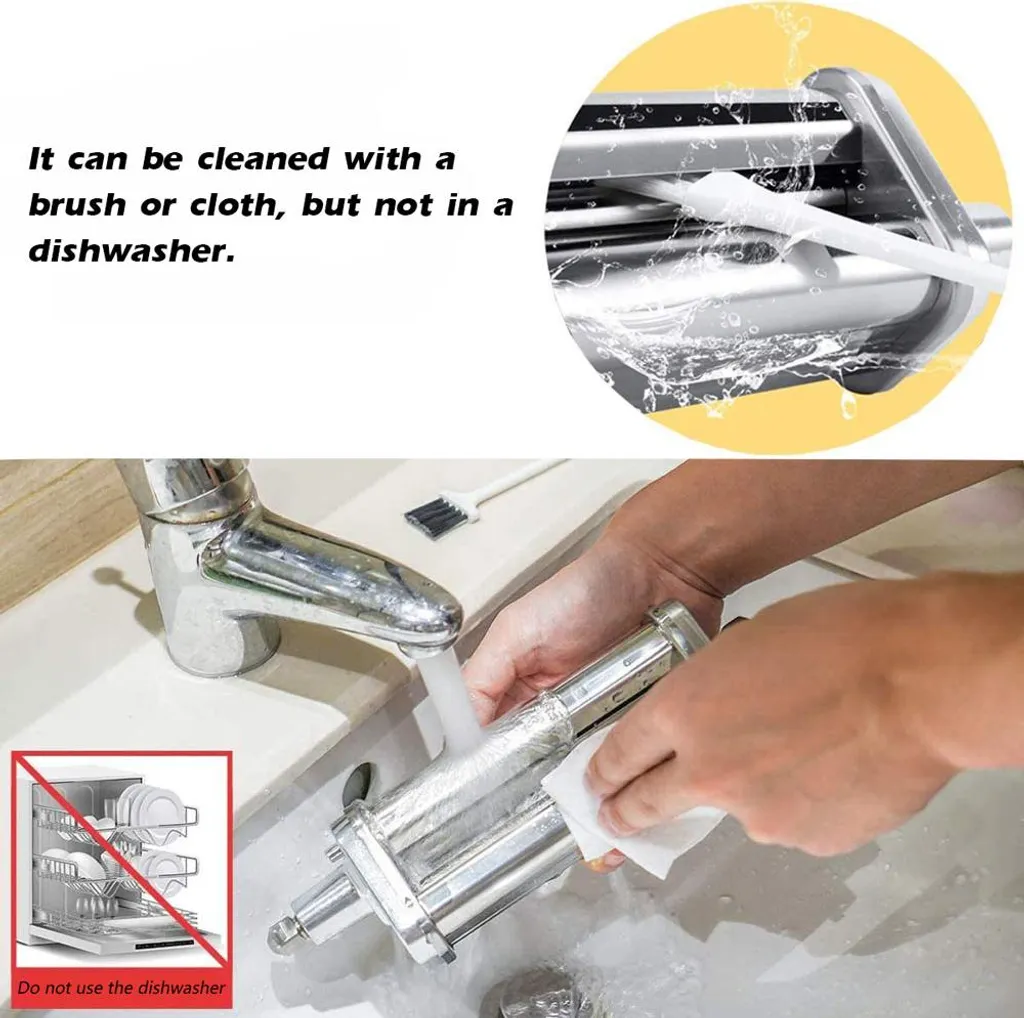 Rouleau à Pâtes 3-en-1 en Acier Inox Compatible avec Robot KitchenAid