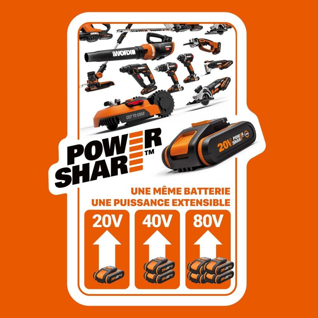 Batterie et chargeur WORX 20 V, 4 Ah Image du produit 