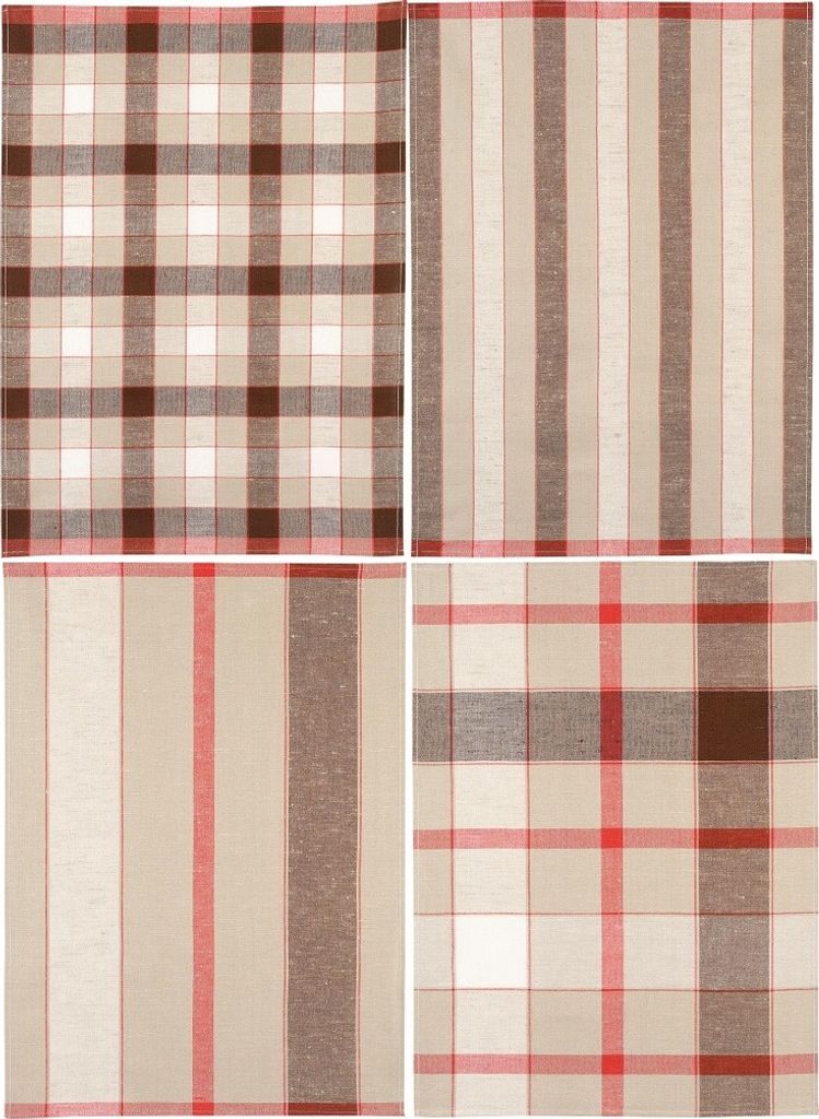 Geschirrtücher, 4erSet, beige braun, kariert/gestreift, Mitbringsel Geschenkidee