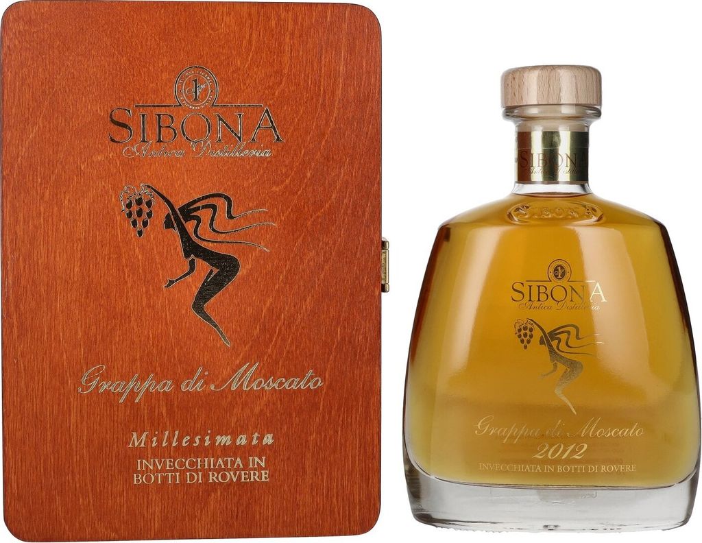 Sibona RISERVA SPECIALE Grappa di Moscato MILLESIMATA 2012 44% Vol. 0,7l in Holzkiste