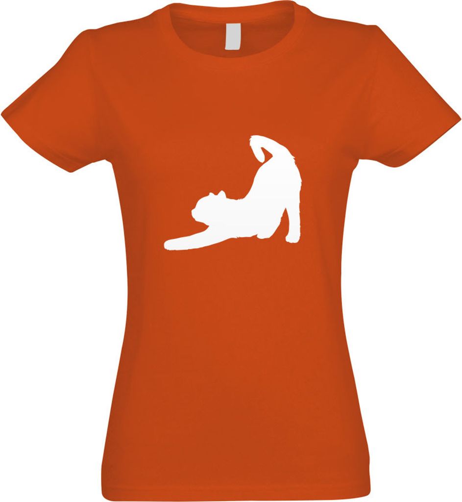 Kiwistar - T-Shirt tailliert - Damen - orange - Hauskatze Haustier - mit Motiv Bedruckt - Funshirt Design - Sport - Freizeit - Damen - M