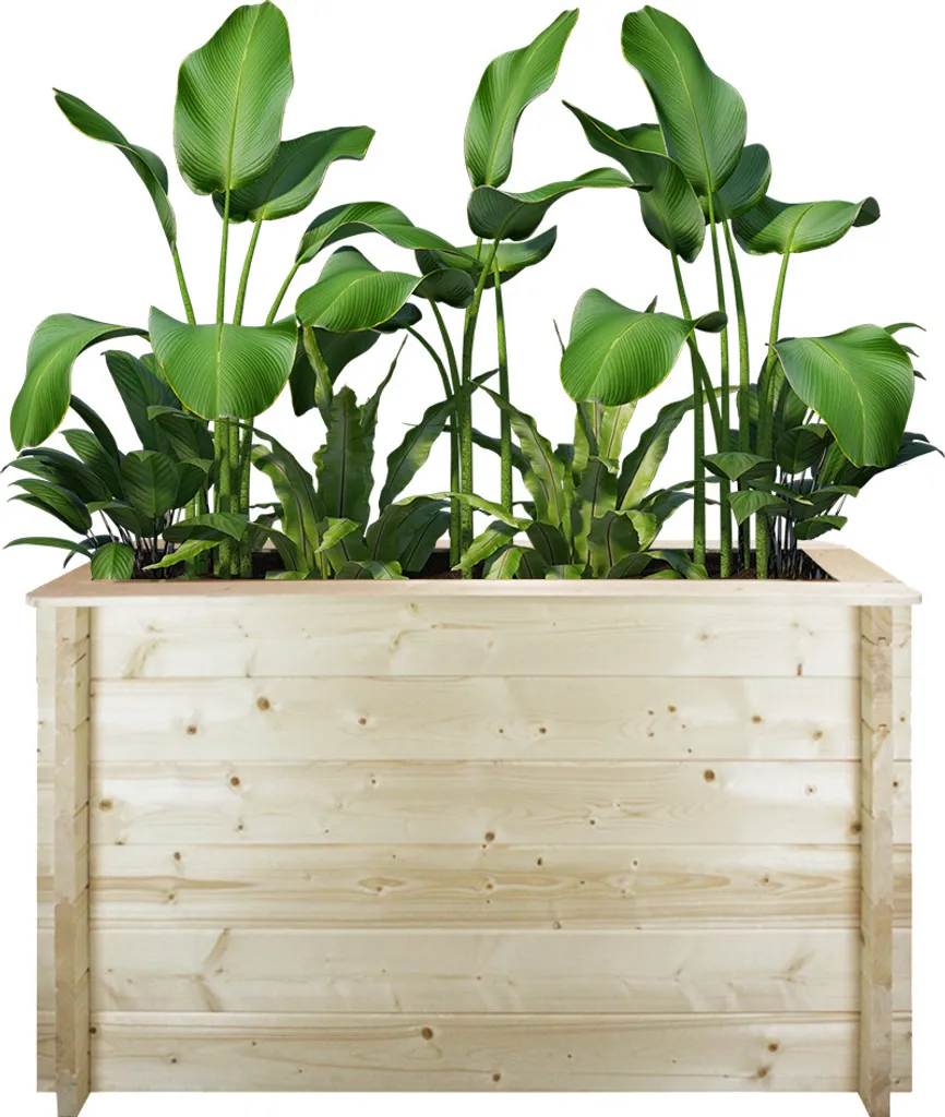 Parterre d'herbes aromatiques bois 118x38 - Jardinière haute Timbela M615