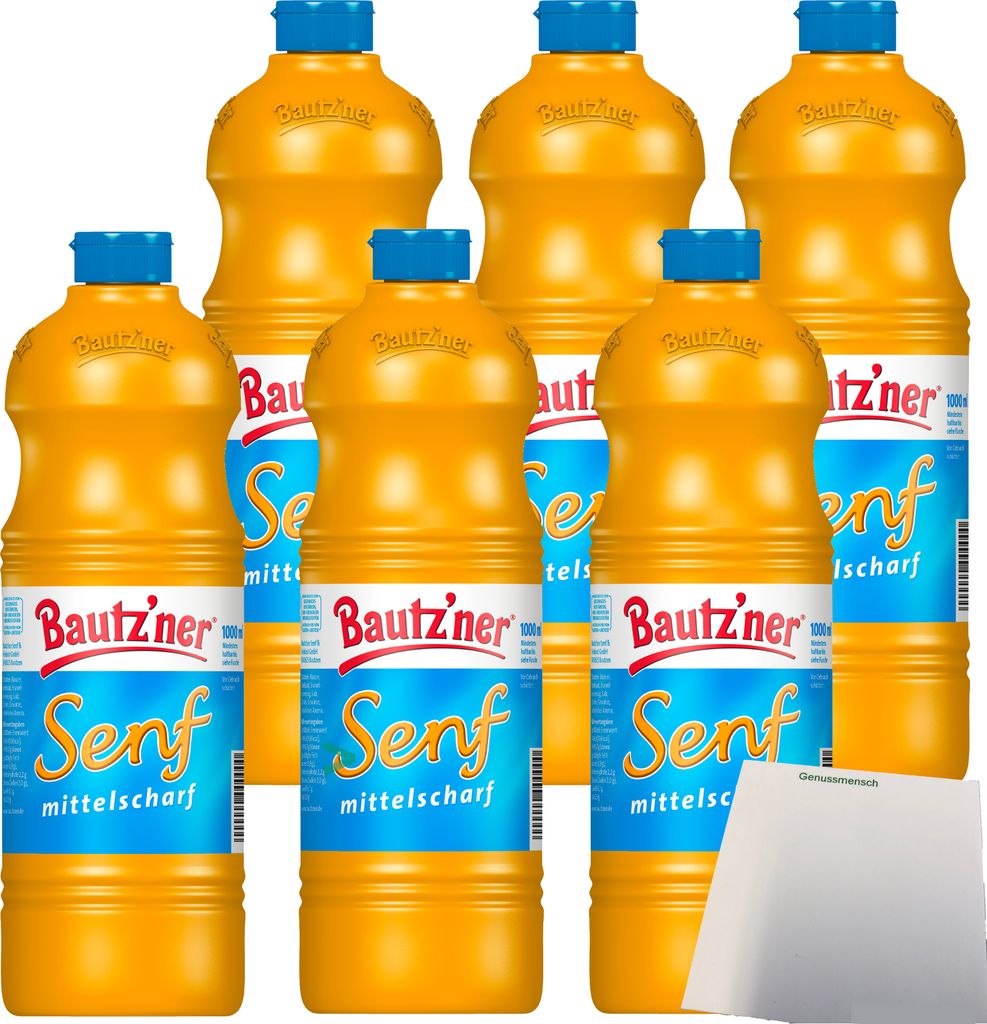 Bautzner Senf mittelscharf in der Tube 6er Pack (6x1 Liter) + usy Block