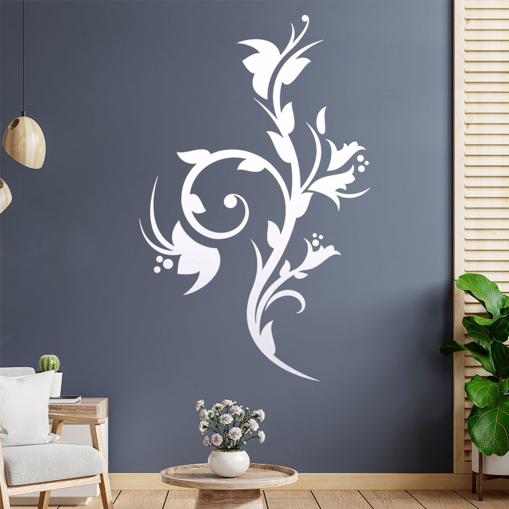 Schöne Blüten Ranke Wandtattoo in 6 Größen - Wandaufkleber Wall Sticker - Dekoration, Küche, Wohnzimmer, Schlafzimmer, Badezimmer