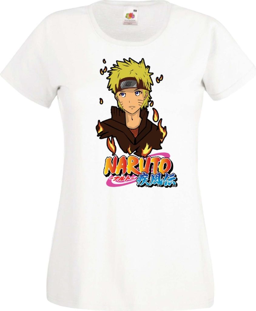 Damen T-Shirt Naruto Uzumaki 02 Var-032 Naruto Uzumaki, Lady 2XL / Weiß