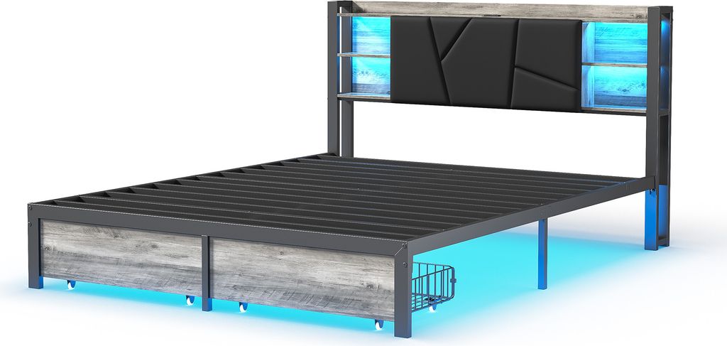 CDGlobal čalouněná postel 140x200cm s USB a zásuvkami, Obrázek produktu 