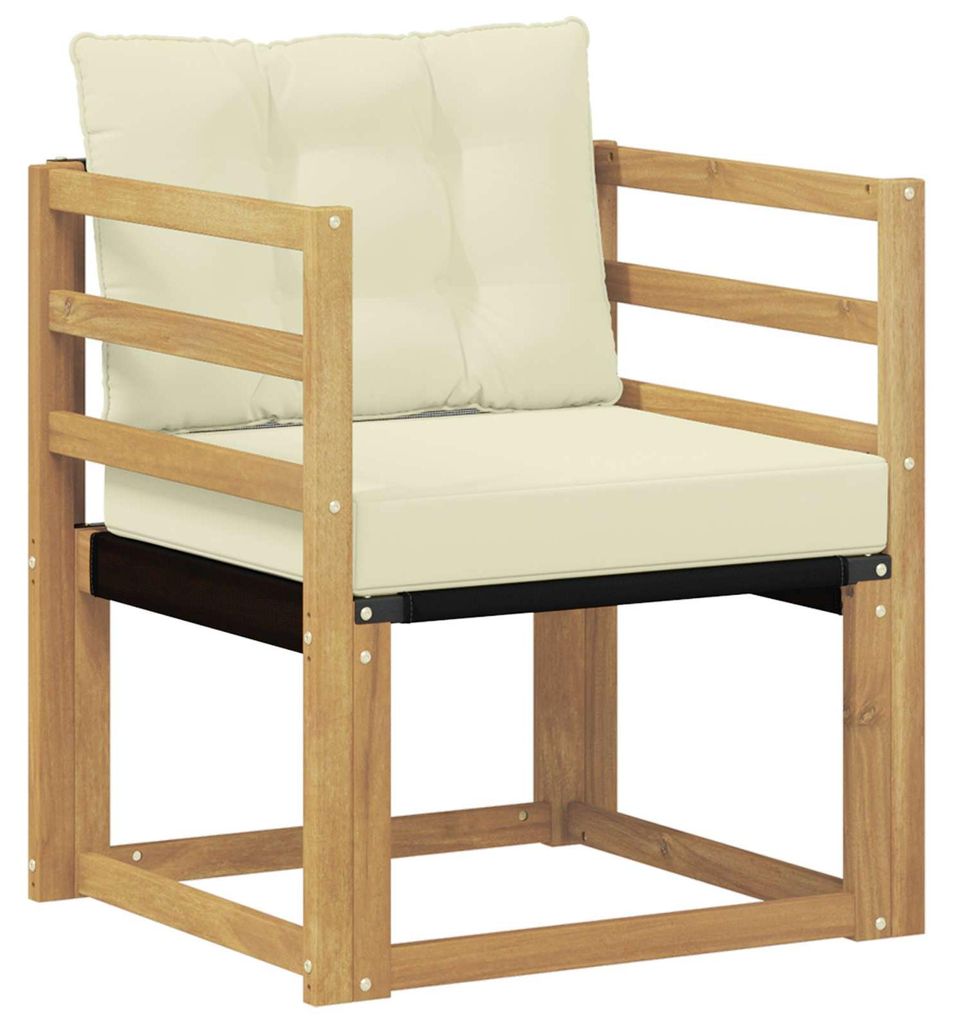 vidaXL Outdoor-Sofa Massives Akazienholz und Textilene Weiß