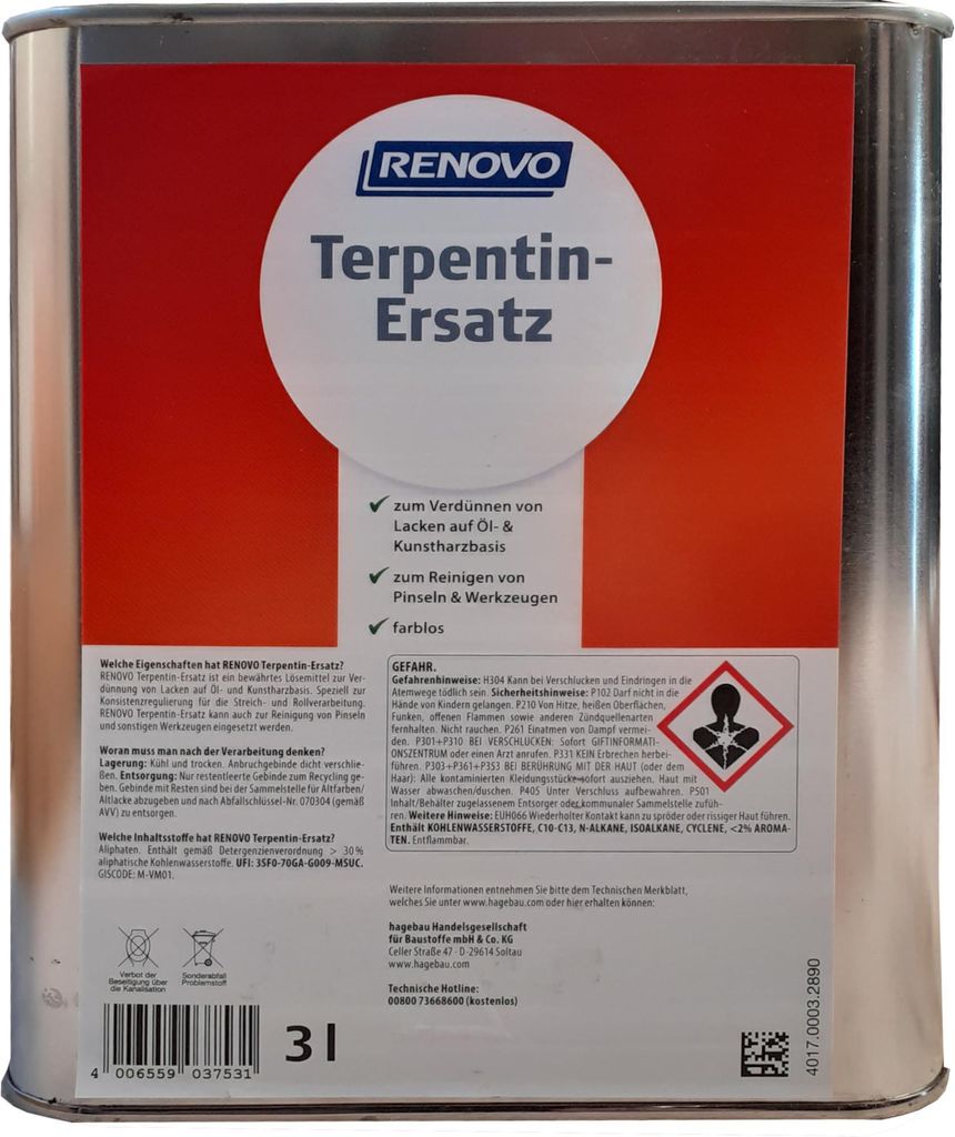 3 Liter Renovo Terpentin-Ersatz Produktbild 