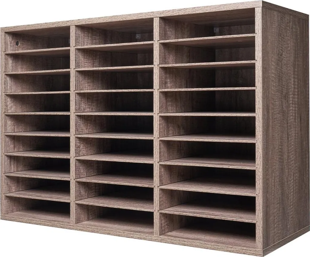 Organizer Documenti Legno 27 Slot - Scaffale Scrivania Professionale Grigio