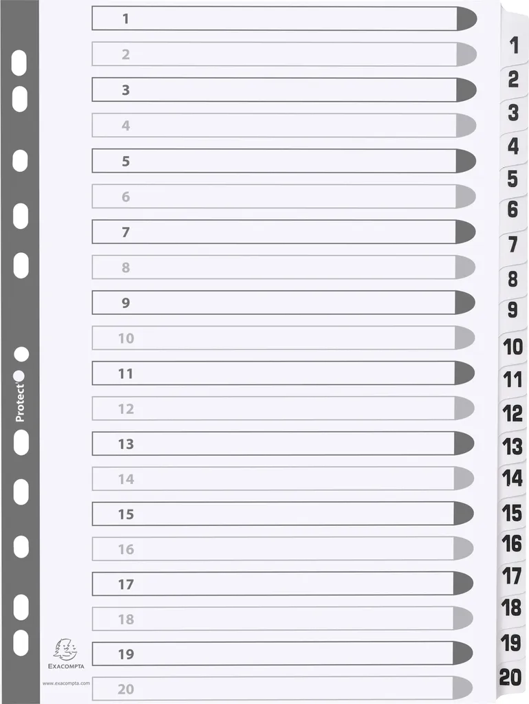 Organiser vos dossiers A4 avec les intercalaires 1-20 Exacompta MWD1-20Z