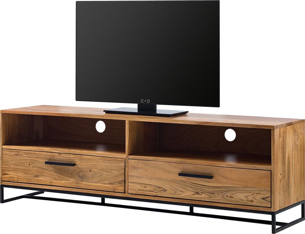 TV-LOWBOARD - Akazie massiv / Eisen, Breite 160 cm