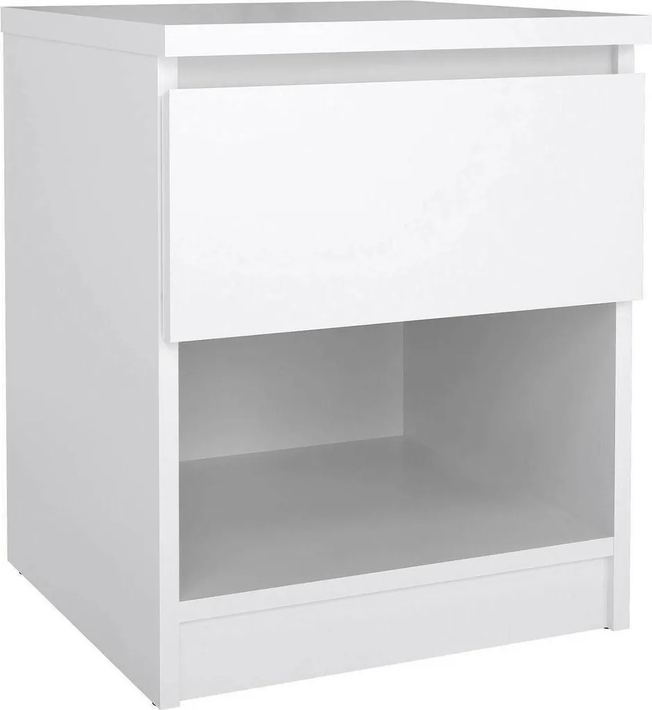 Table de chevet NAIA pour chambre adulte - Meuble blanc blanc brillant