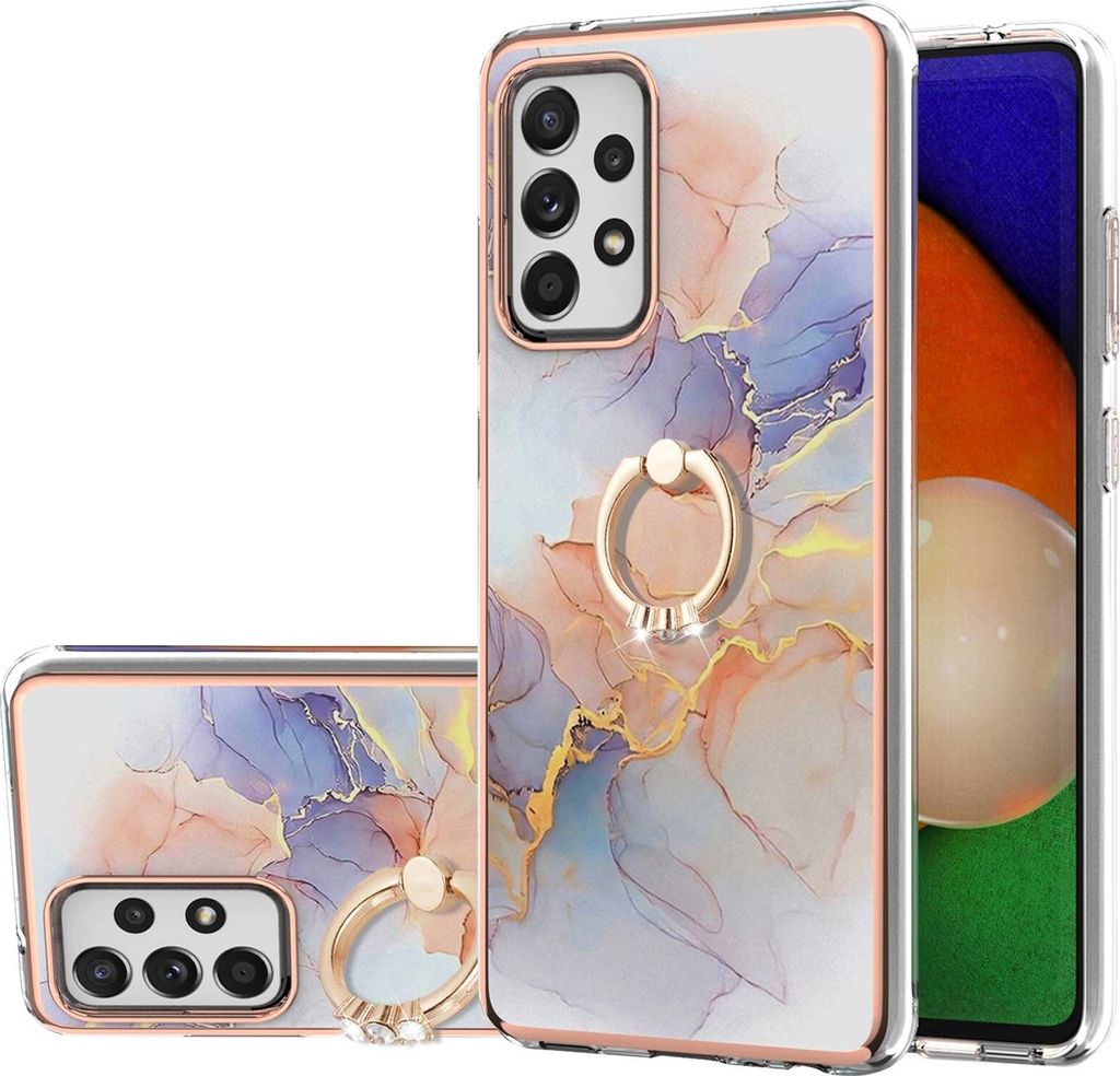 Hülle für Samsung Galaxy A52 / A52s 5G Muster TPU Silikon Stoßdämpfer Bumper Schutzhülle mit Ring Ständer Grau