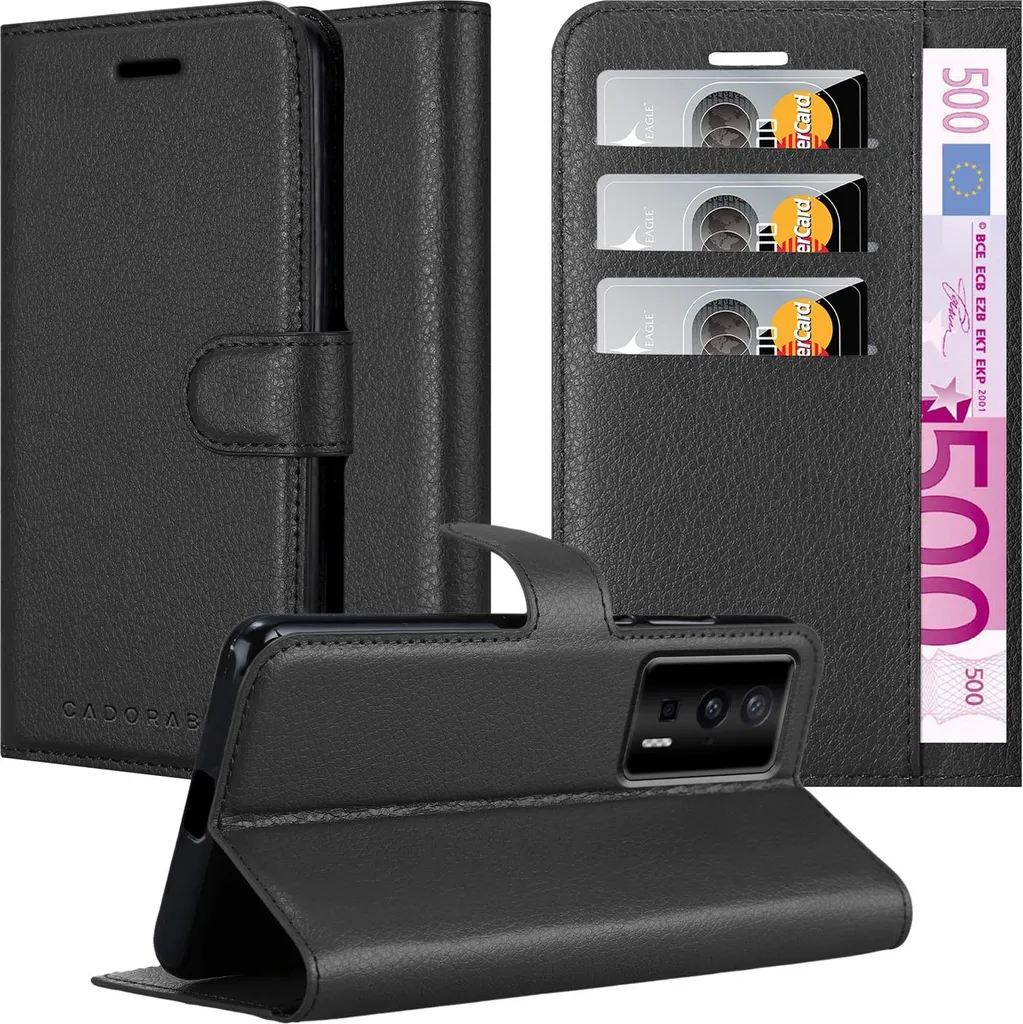 Cadorabo cover per Xiaomi Poco F5 Pro in PHANTOM BLACK Cover protettiva con chiusura magnetica, funzione stand e slot per carte di credito