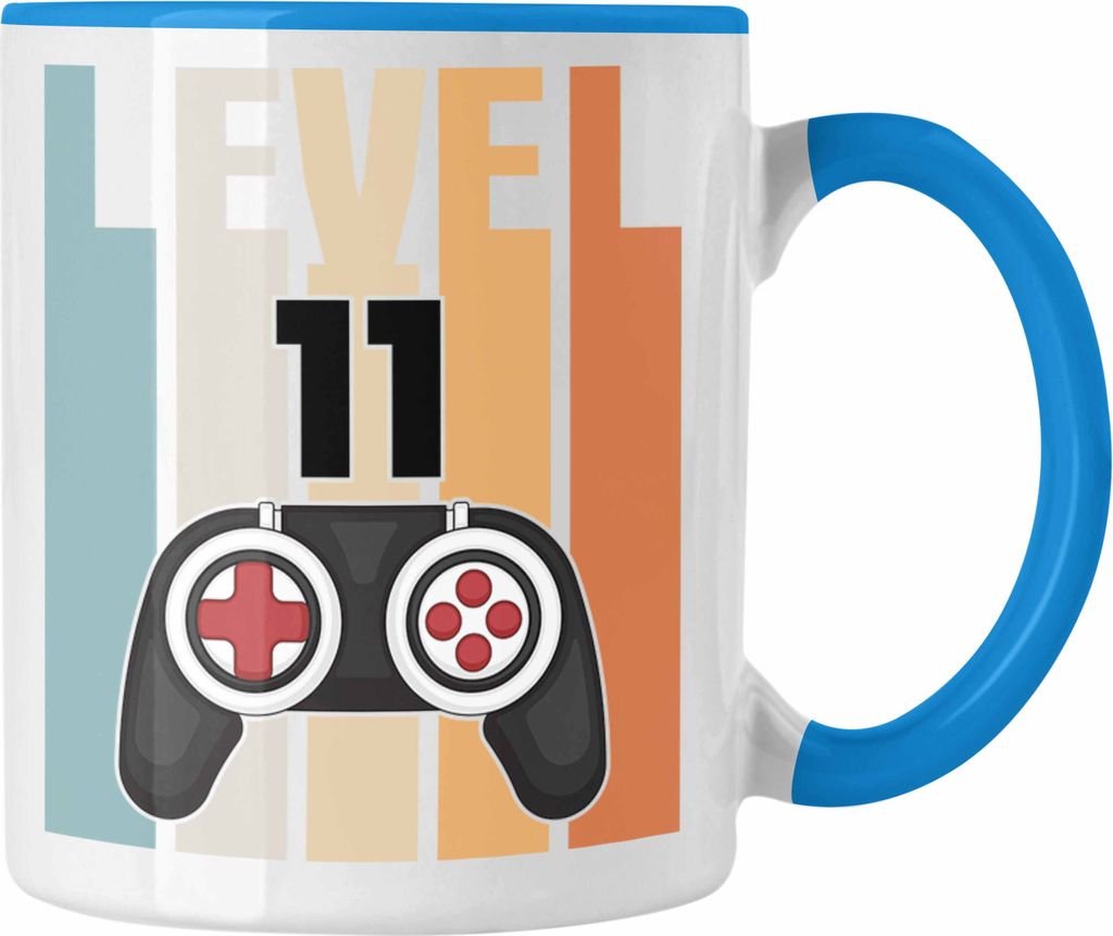 Trendation - 11. Geburtstag Tasse Gamer Jungs Jungen Geschenkidee zum Geburtstag Lustig Elf (Blau)