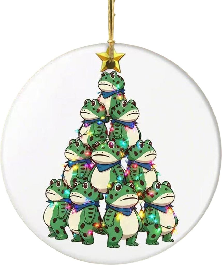 Frosch-Weihnachtsbaumschmuck, lustiges Frosch-Meme, Weihnachtsdekoration, 2D-Acryl, Erinnerungsstück für Weihnachtsbaum und Auto