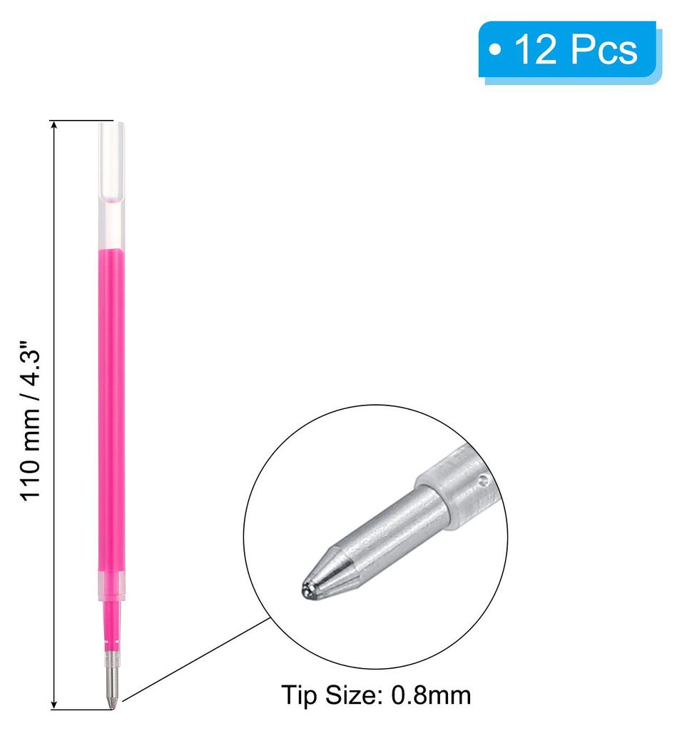 Gelstift-Nachfš¹llungen, 12 Stš¹ck 0,8 mm mittlere Spitze Neon-Farb-Gel-Tintenstift-Nachfš¹llungen fš¹r einziehbare Klickstifte zum Schreib...